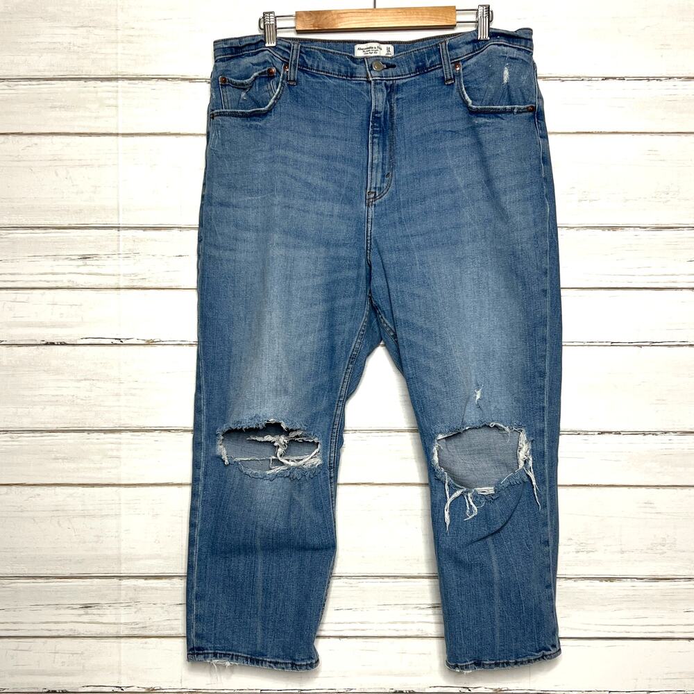 Abercrombie & Fitch Ankle Straight Jeans Plus Size 18 Short Light Wash Denim